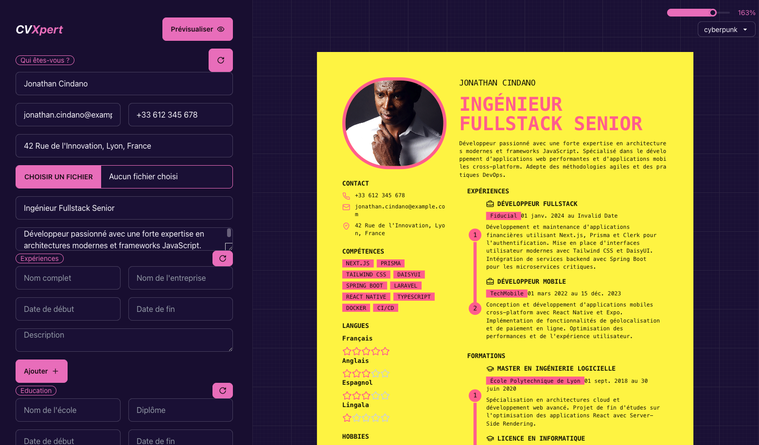 CVXpert - Générateur de CV Professionnels